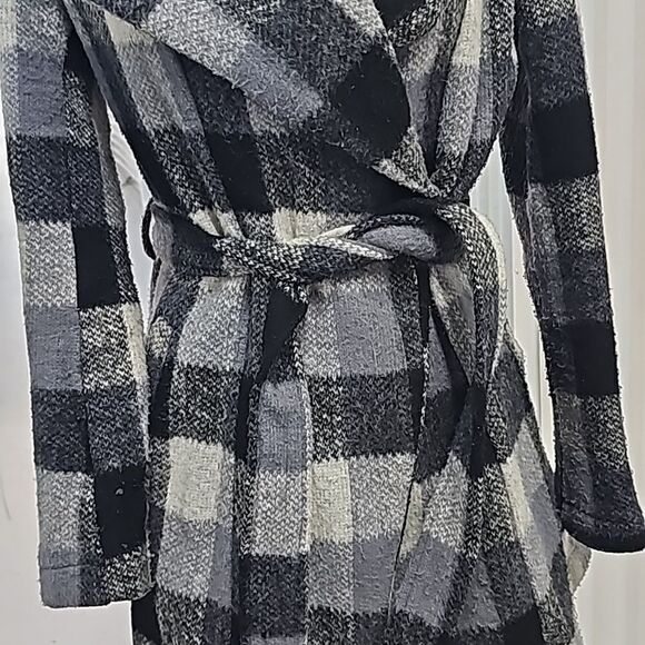 A New Day Checkered Belted Peacoat Jacket Size XSmall - Picture 7 of 13